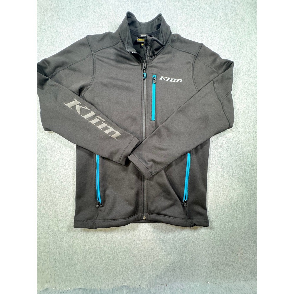 Klim Inferno Jacket Mens Medium Black Blue Full Zip Fleece Mid Layer 3354-006